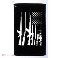Black Gun American Flag - Rifle Weapon Firearm 2nd Amendment Golf Towel thumb 0