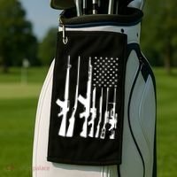 Black Gun American Flag - Rifle Weapon Firearm 2nd Amendment Golf Towel thumb 2