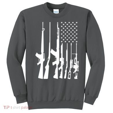 Black Gun American Flag - Rifle Weapon Firearm 2nd Amendment Sweatshirt