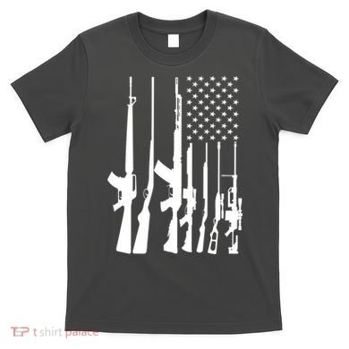 Black Gun American Flag - Rifle Weapon Firearm 2nd Amendment T-Shirt