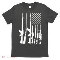 Black Gun American Flag - Rifle Weapon Firearm 2nd Amendment T-Shirt thumb 0