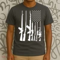 Black Gun American Flag - Rifle Weapon Firearm 2nd Amendment T-Shirt thumb 3