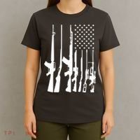 Black Gun American Flag - Rifle Weapon Firearm 2nd Amendment T-Shirt thumb 4