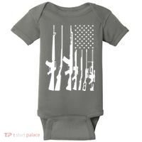 Black Gun American Flag - Rifle Weapon Firearm 2nd Amendment Baby Bodysuit thumb 0