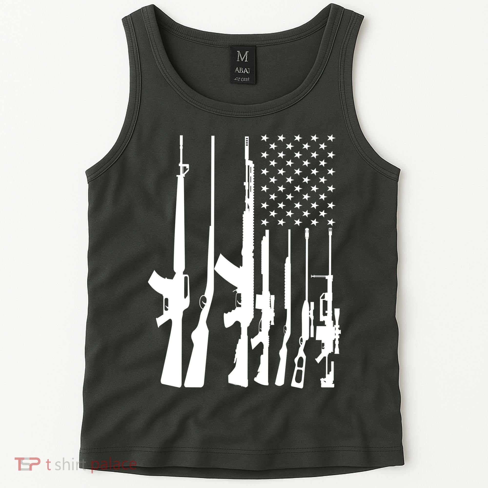 Black Gun American Flag - Rifle Weapon Firearm 2nd Amendment Tank Top