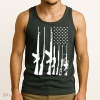 Black Gun American Flag - Rifle Weapon Firearm 2nd Amendment Tank Top thumb 3