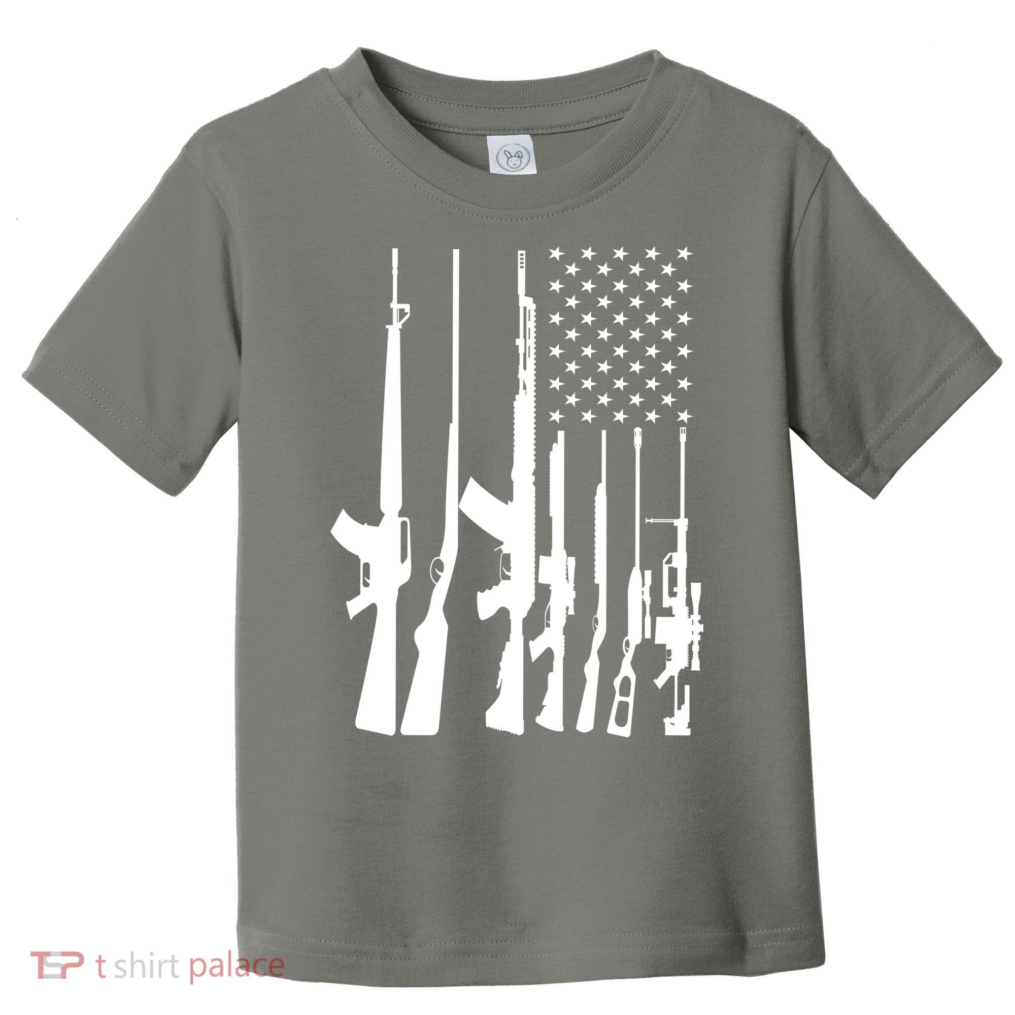 Black Gun American Flag - Rifle Weapon Firearm 2nd Amendment Toddler T-Shirt