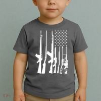 Black Gun American Flag - Rifle Weapon Firearm 2nd Amendment Toddler T-Shirt thumb 2