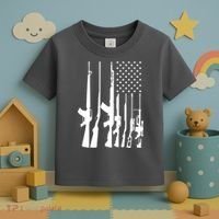 Black Gun American Flag - Rifle Weapon Firearm 2nd Amendment Toddler T-Shirt thumb 3