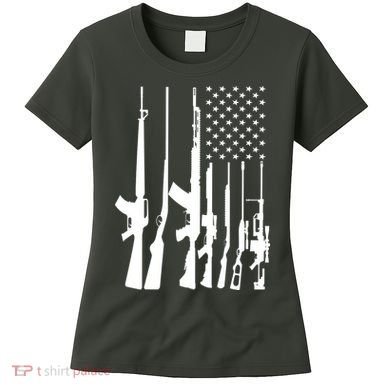 Black Gun American Flag - Rifle Weapon Firearm 2nd Amendment Women's T-Shirt