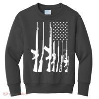 Black Gun American Flag - Rifle Weapon Firearm 2nd Amendment Kids Sweatshirt thumb 0