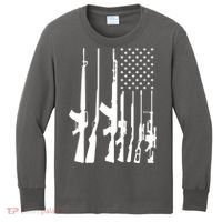 Black Gun American Flag - Rifle Weapon Firearm 2nd Amendment Kids Long Sleeve Shirt thumb 0