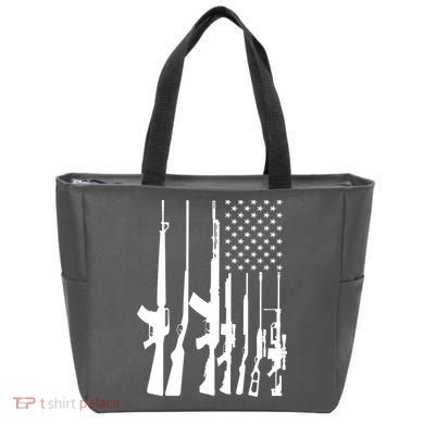 Black Gun American Flag - Rifle Weapon Firearm 2nd Amendment Tote Bag