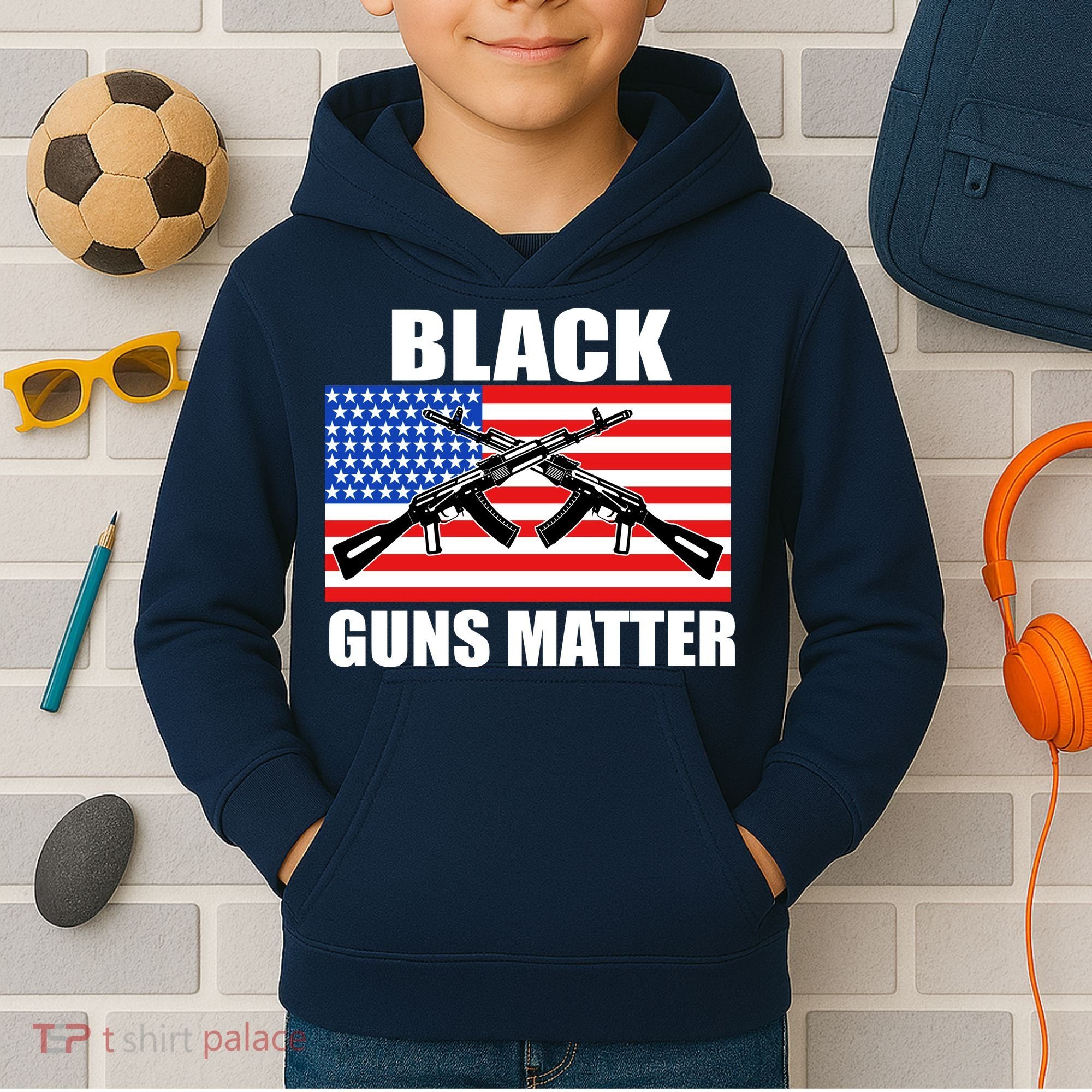 Black Guns Matter USA 2nd Amendment Kids Hoodie