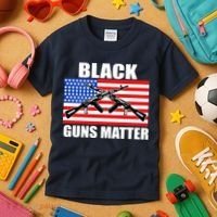 Black Guns Matter USA 2nd Amendment Kids T-Shirt thumb 3