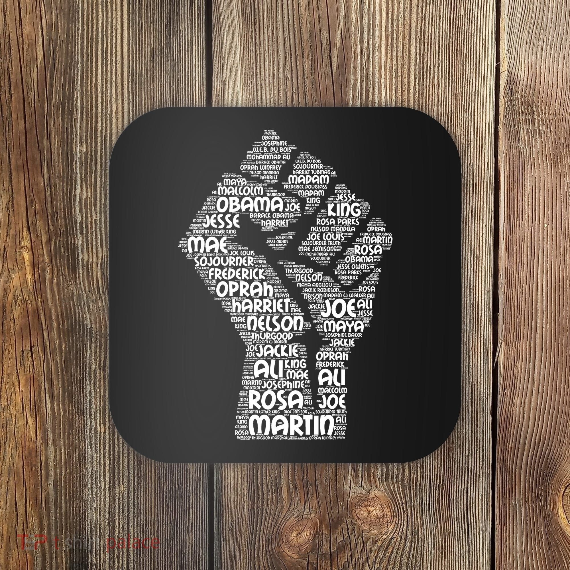 Black History Fist Of Names Tribute  Coaster