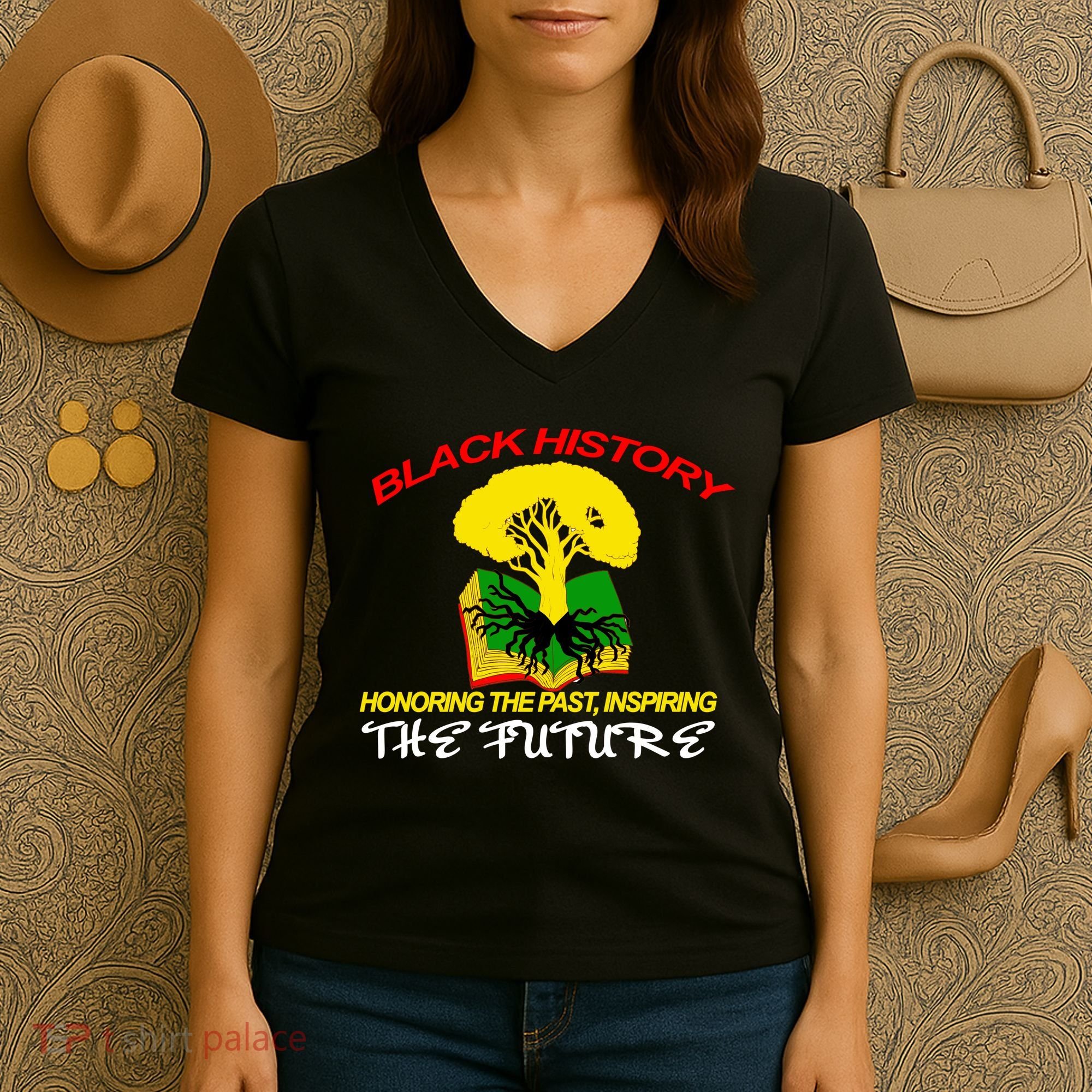 Black History Honoring The Past Inspiring The Future Women's V-Neck T-Shirt