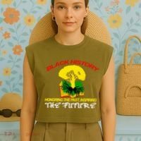 Black History Honoring The Past Inspiring The Future Garment-Dyed Women's Muscle Tee thumb 4