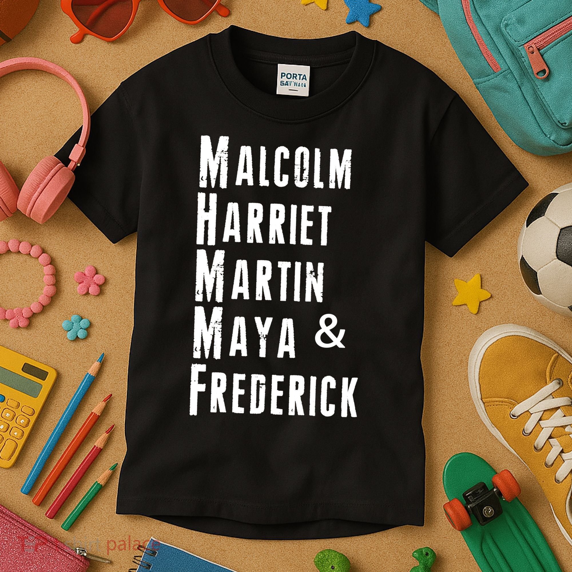 Black History Malcolm Harriet Martin Maya & Frederick  Kids T-Shirt