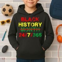 Black History Month 24/7/365 African Melanin Kids Hoodie thumb 2