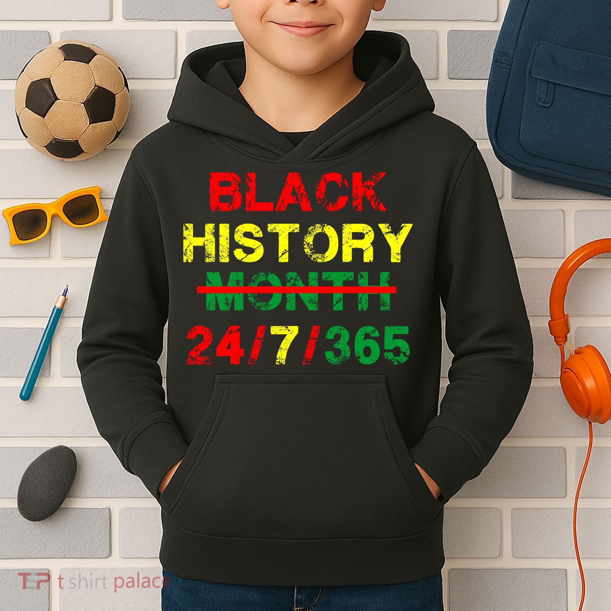 Black History Month 24/7/365 African Melanin Kids Hoodie