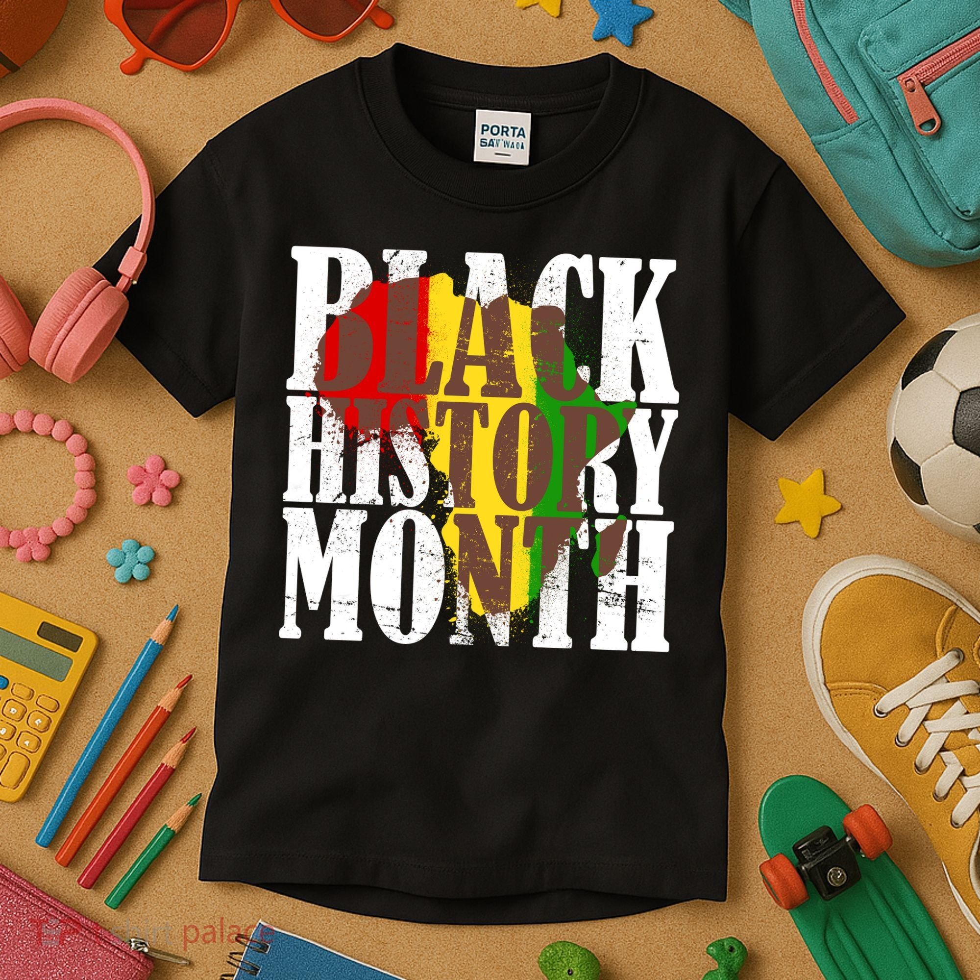 Black History Month Africa Paint Splat Kids T-Shirt
