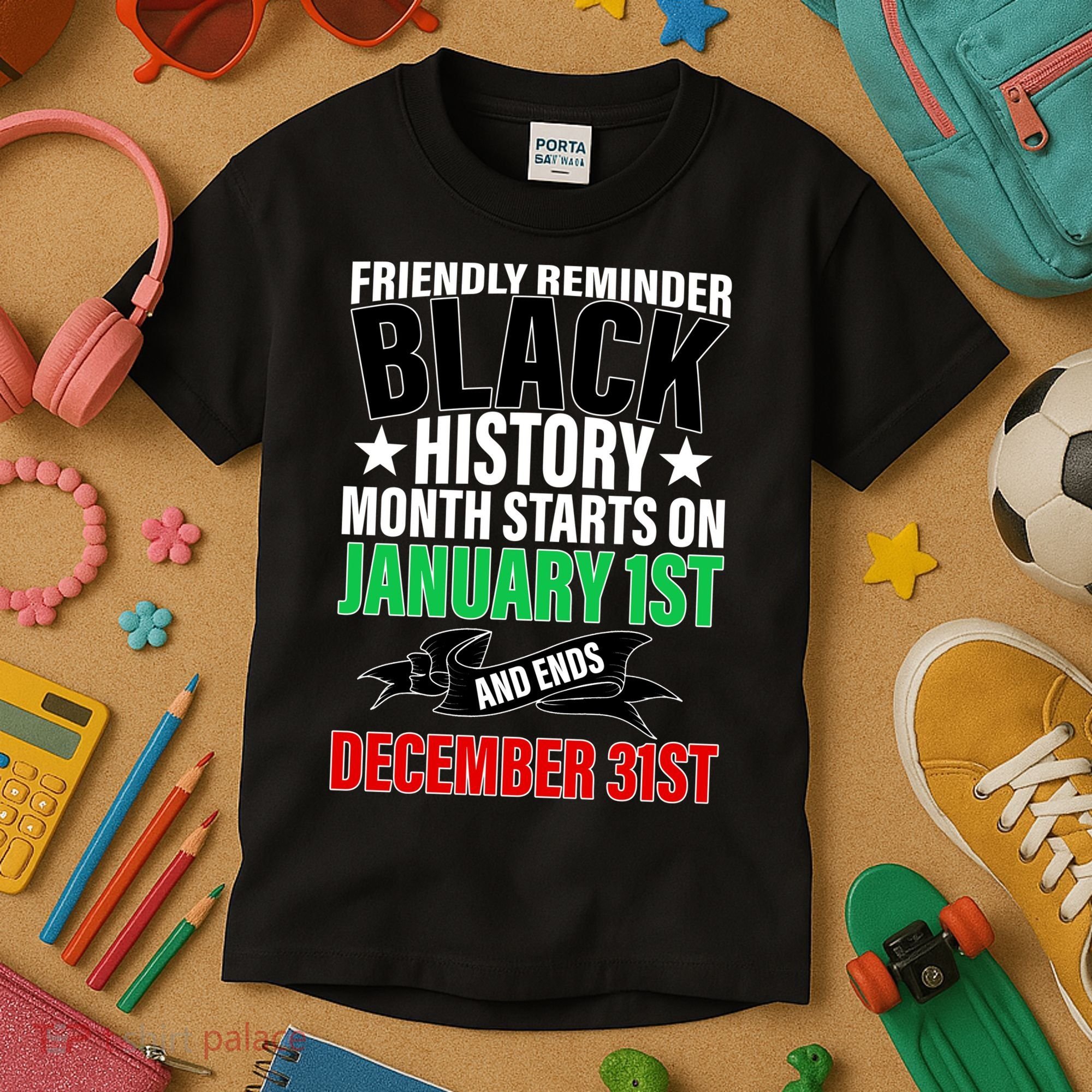 Black History Month All Year Long Kids T-Shirt