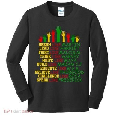 Black History Month Famous Figures Kids Long Sleeve Shirt