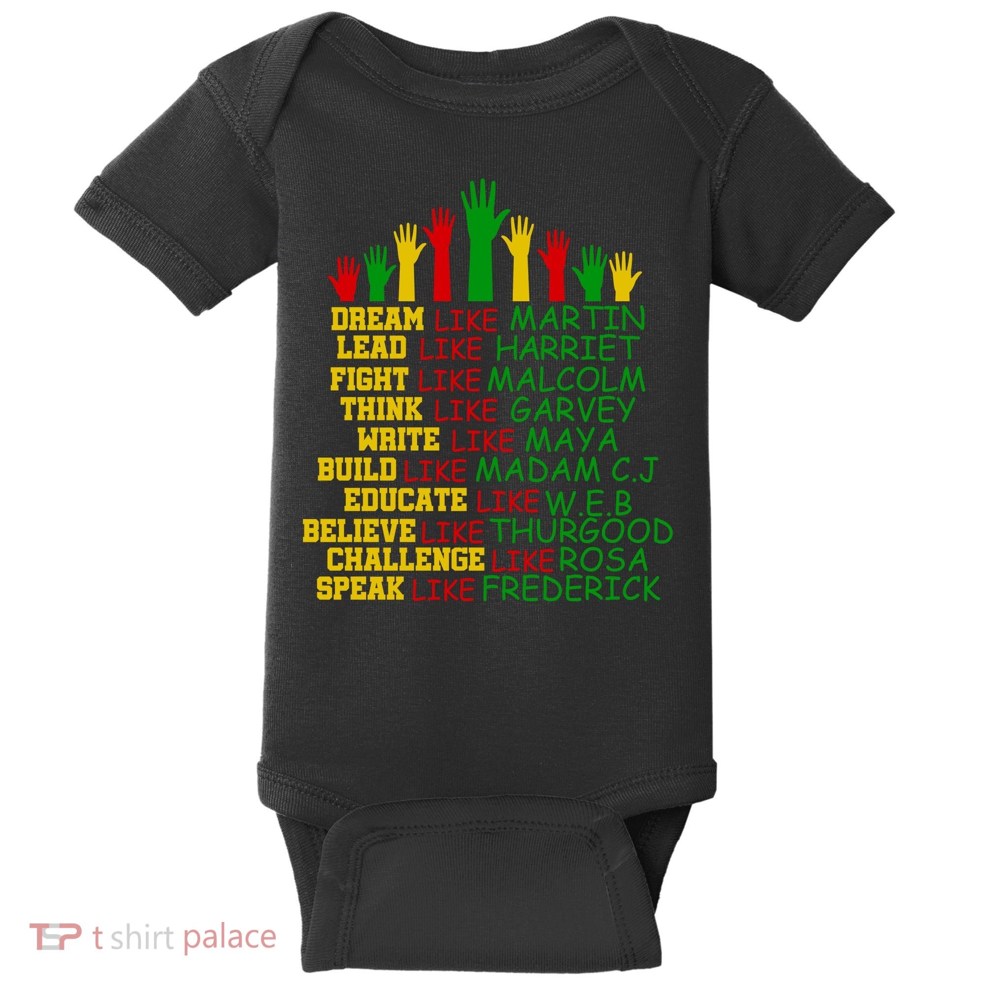 Black History Month Famous Figures Hands Baby Bodysuit