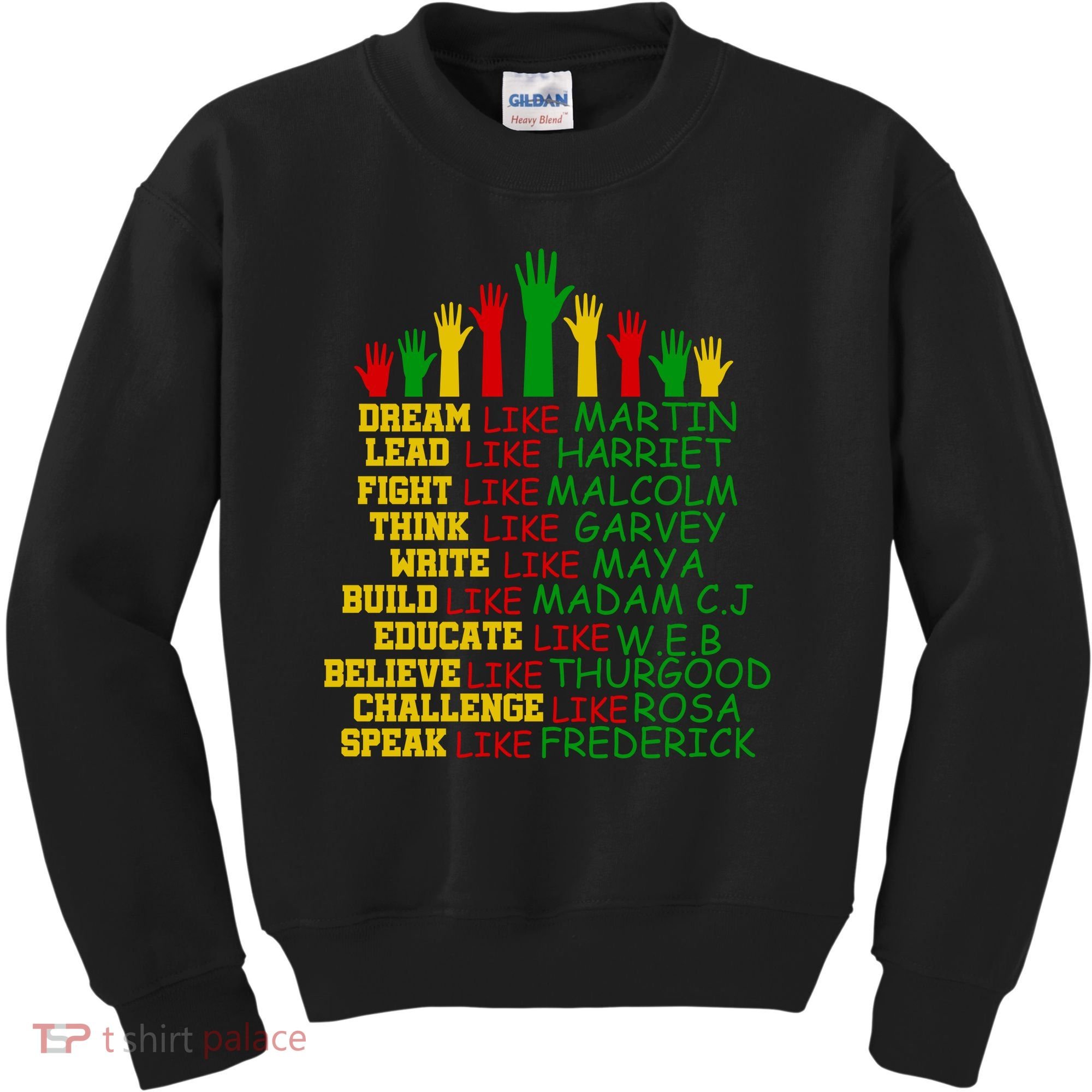 Black History Month Famous Figures Hands Kids Sweatshirt