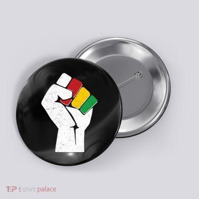 Black History Month Fist African Colors Button