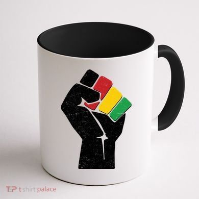 Black History Month Fist African Colors Coffee Mug back