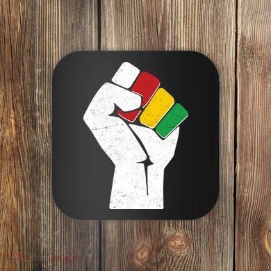 Black History Month Fist African Colors Coaster