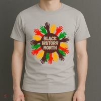 Black History Month Hands Raised  T-Shirt thumb 3