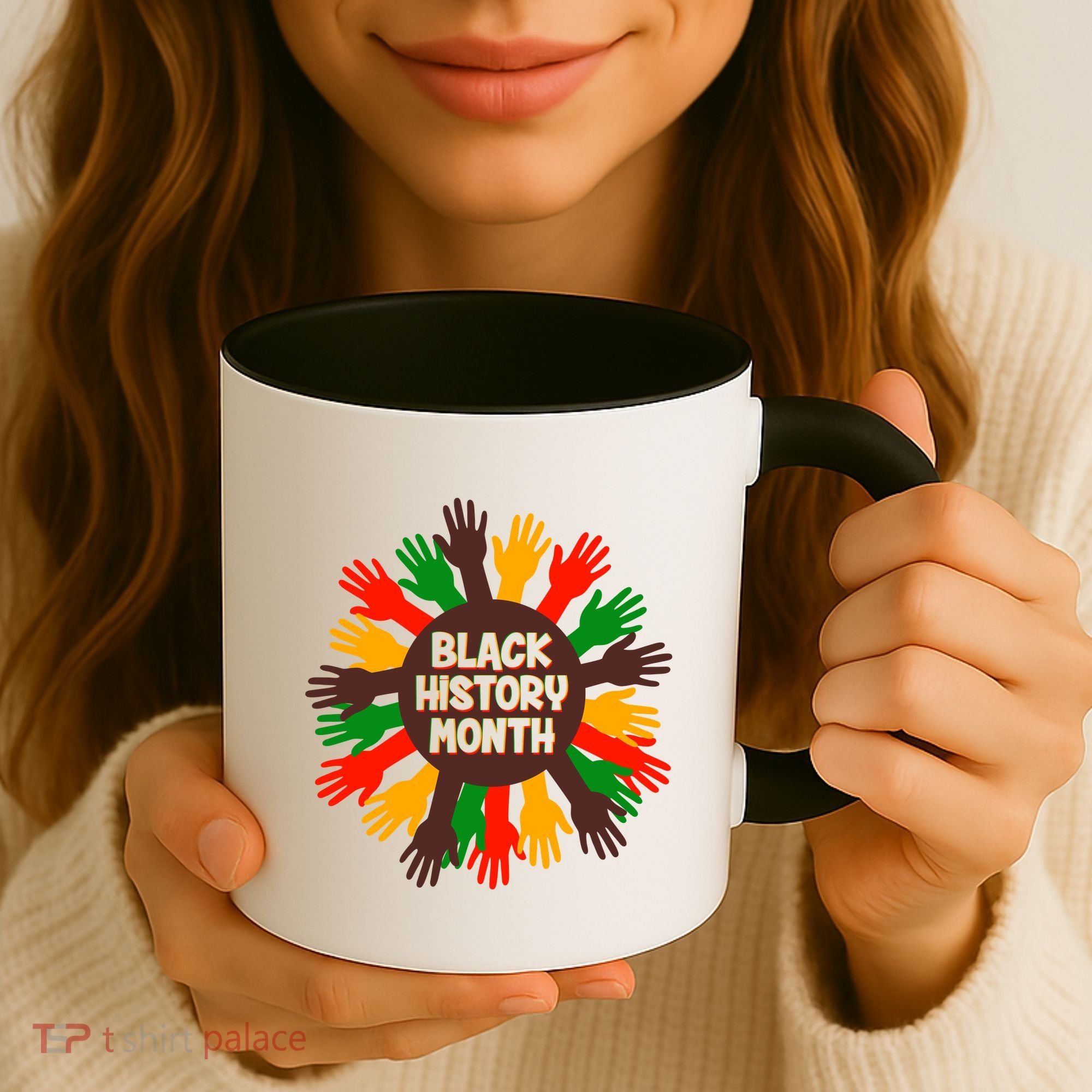 Black History Month Hands Raised  Coffee Mug