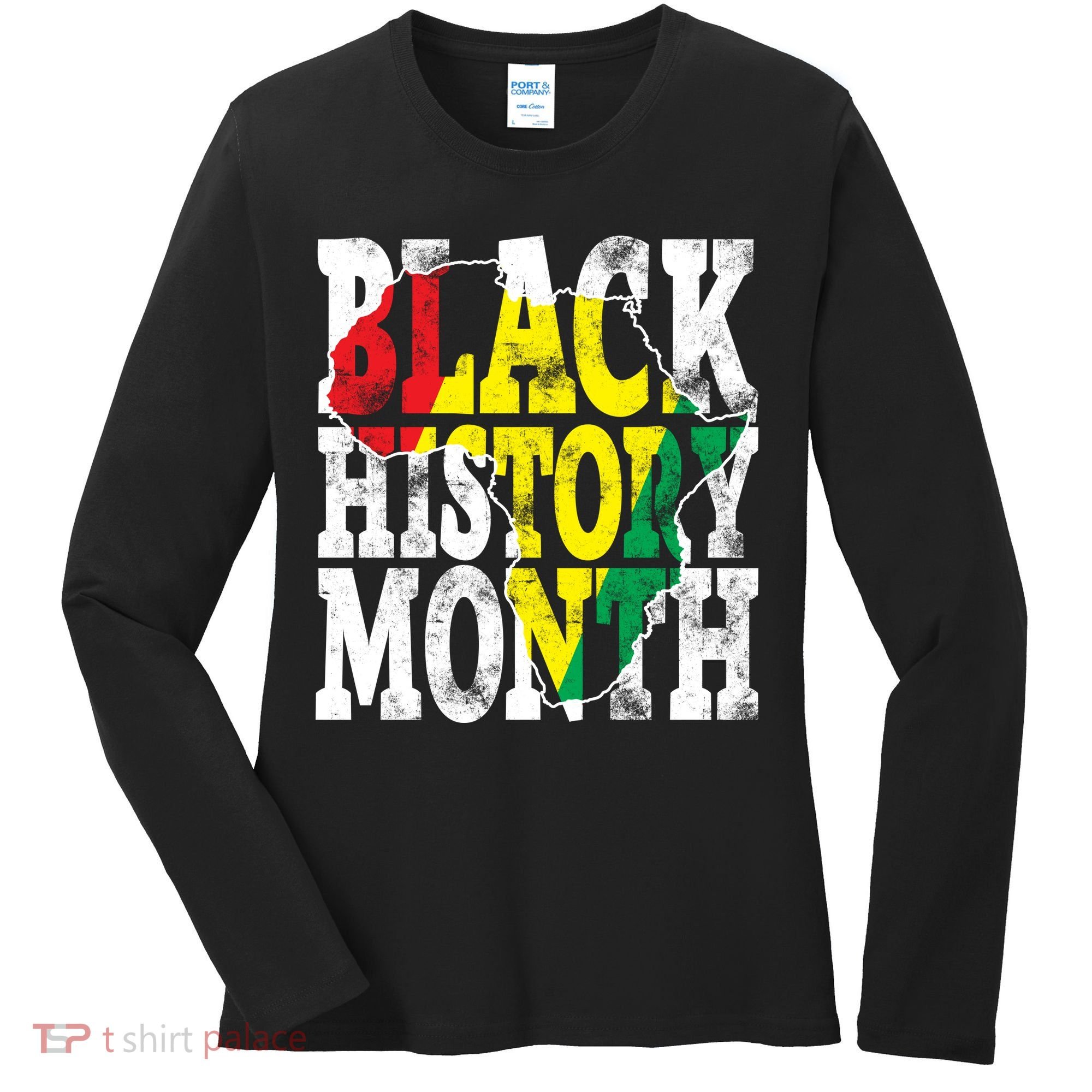 Black History Month Map Of Africa Women's Long Sleeve Shirt