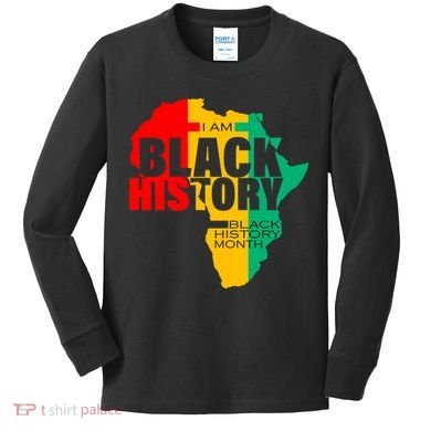 Black History Month Map Of Africa BHM Kids Long Sleeve Shirt