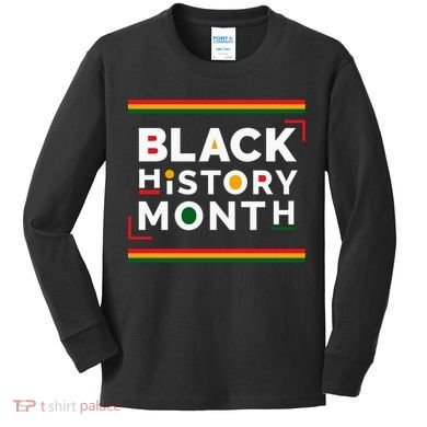 Black History Month Simple Logo Kids Long Sleeve Shirt