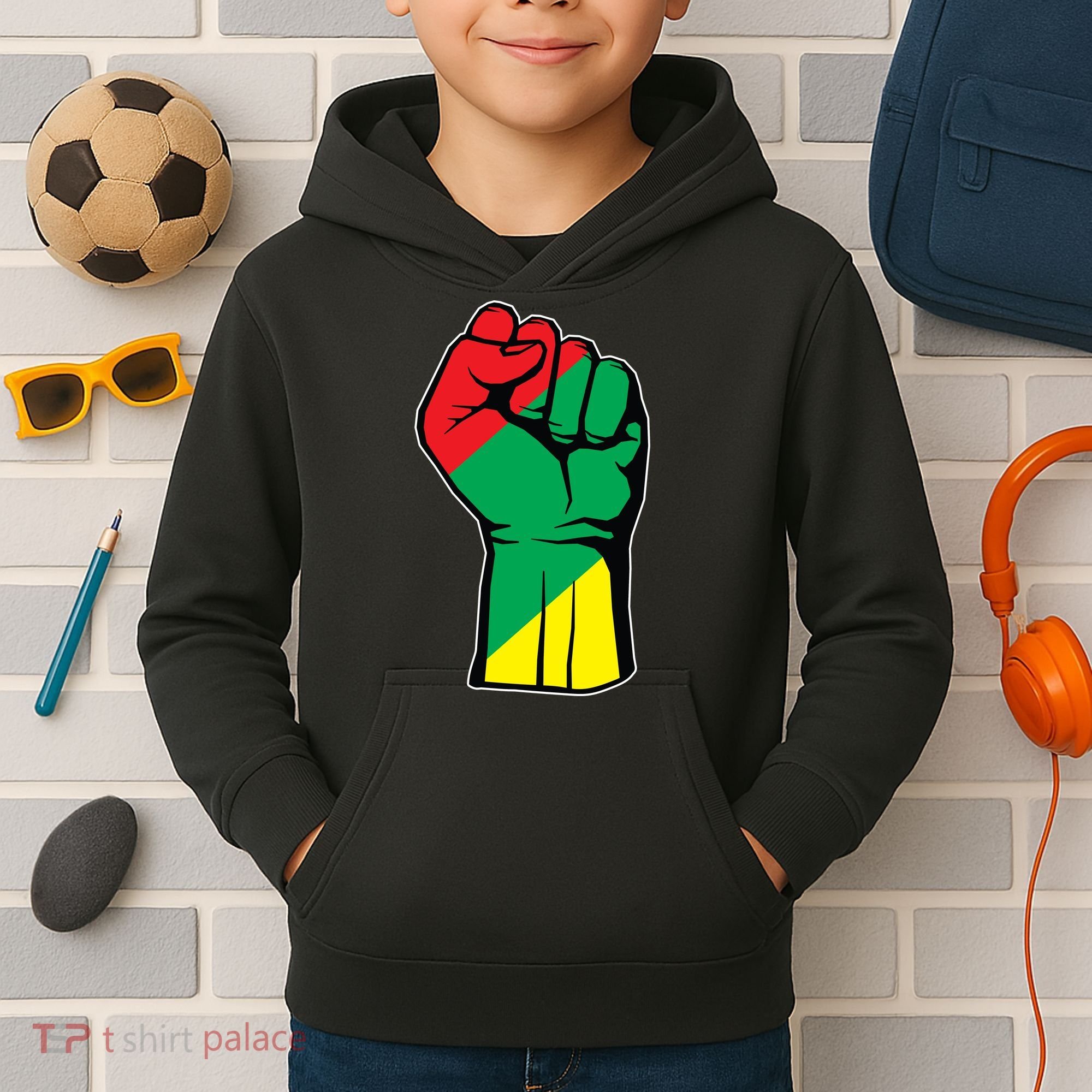Black History Oppression Fist Kids Hoodie