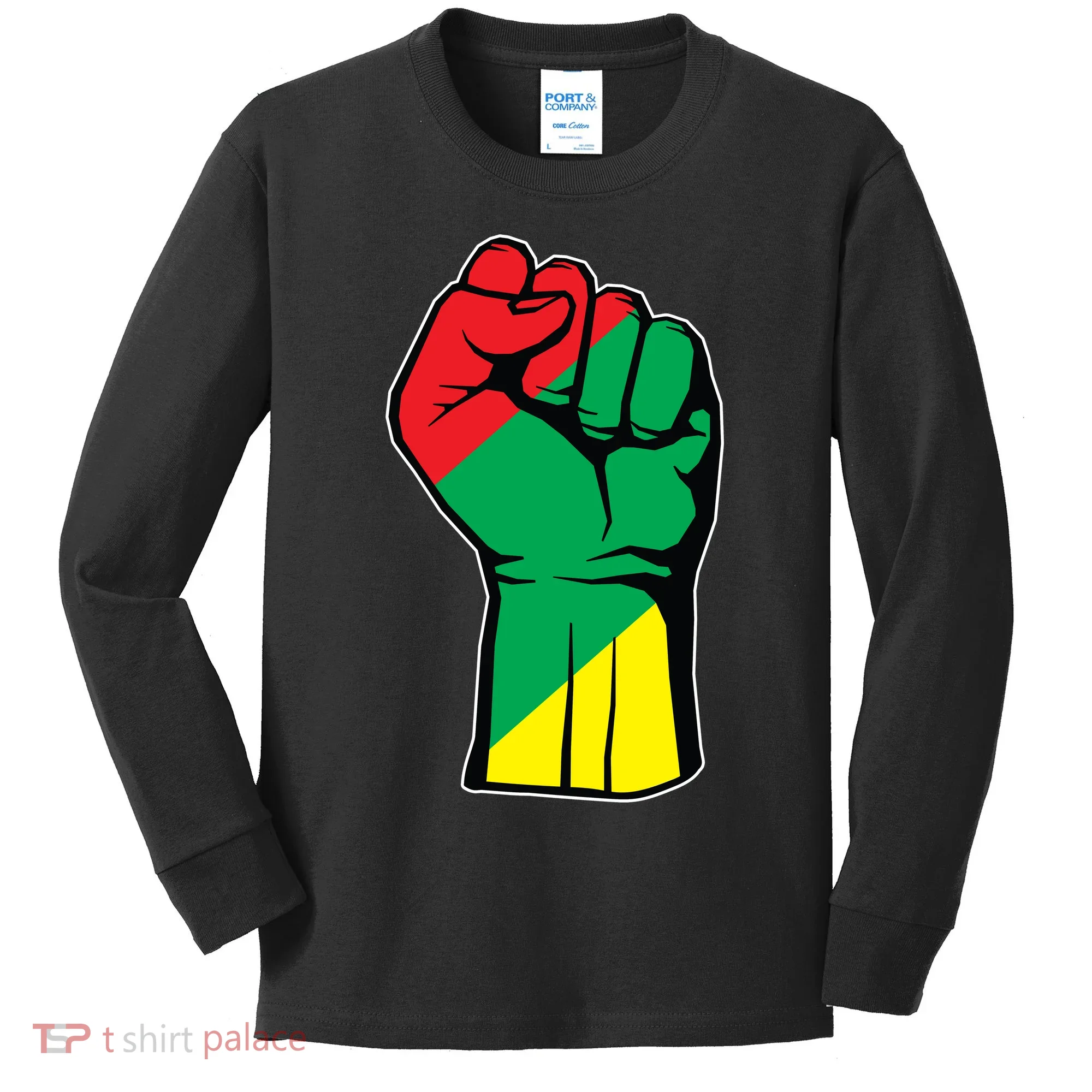 Black History Oppression Fist Kids Long Sleeve Shirt