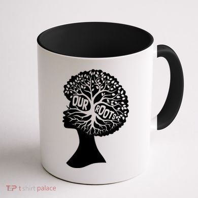 Black History Our Roots Woman Profile Coffee Mug back
