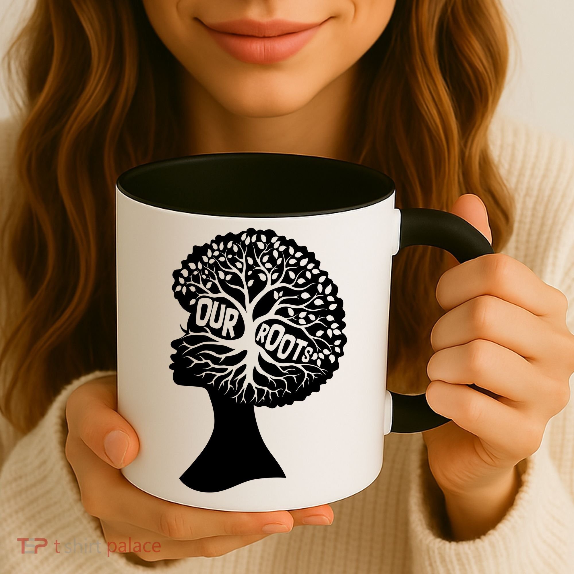 Black History Our Roots Woman Profile Coffee Mug