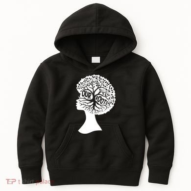 Black History Our Roots Woman Profile Kids Hoodie