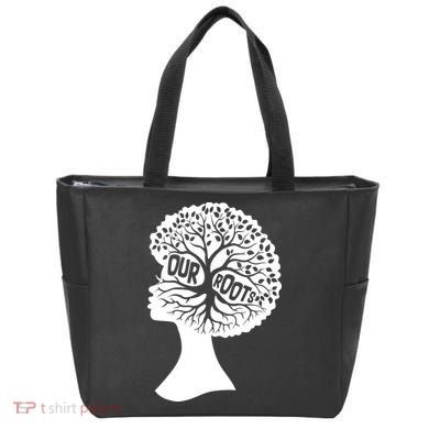 Black History Our Roots Woman Profile Tote Bag