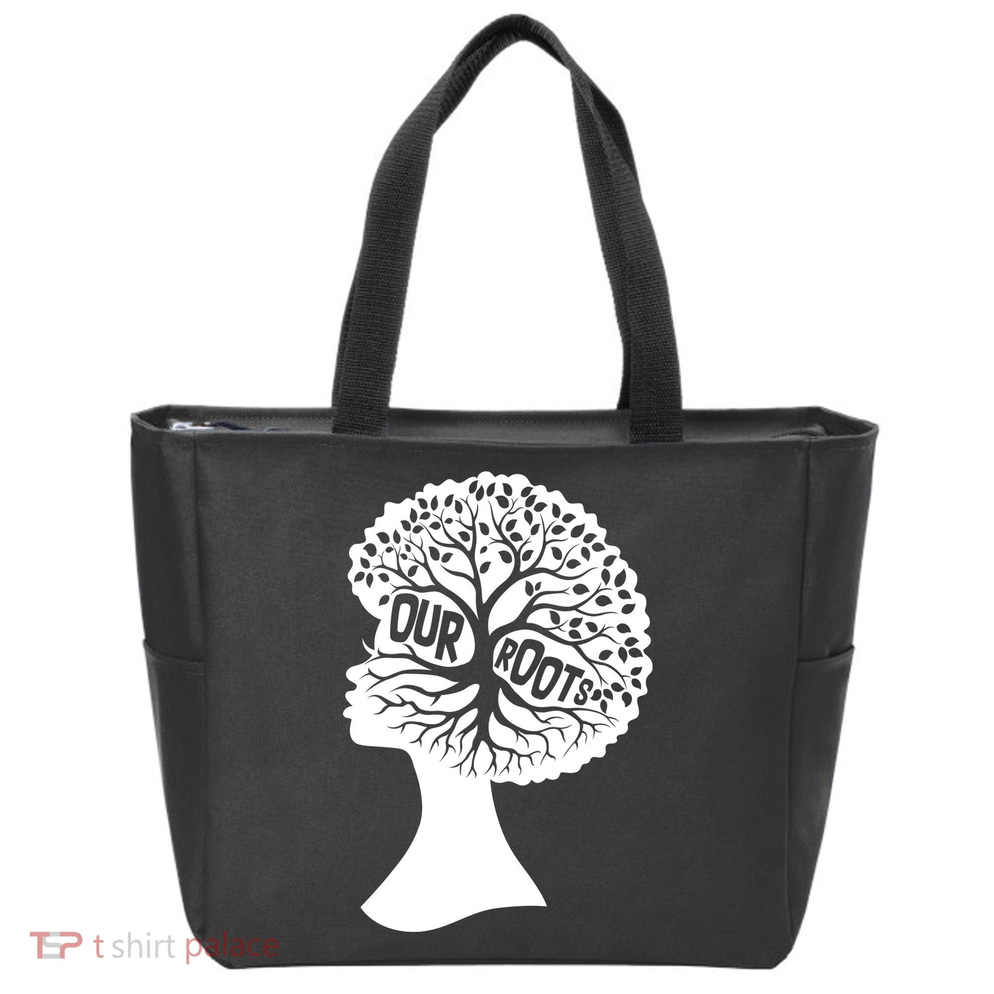 Black History Our Roots Woman Profile Tote Bag