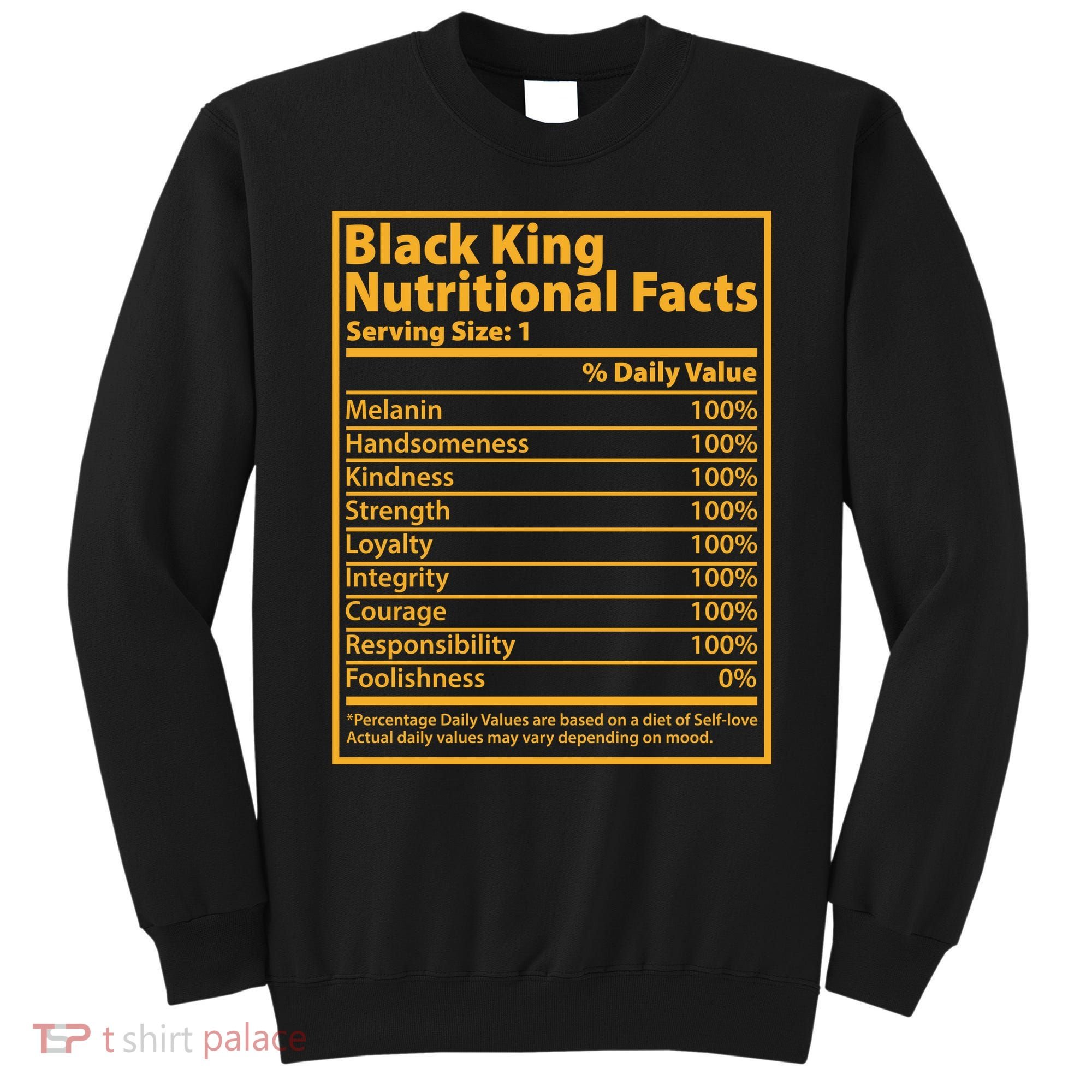 Black King Nutritional Facts Sweatshirt