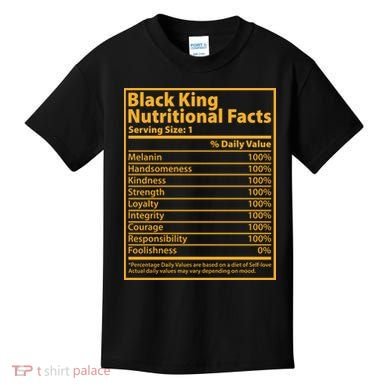 Black King Nutritional Facts Kids T-Shirt