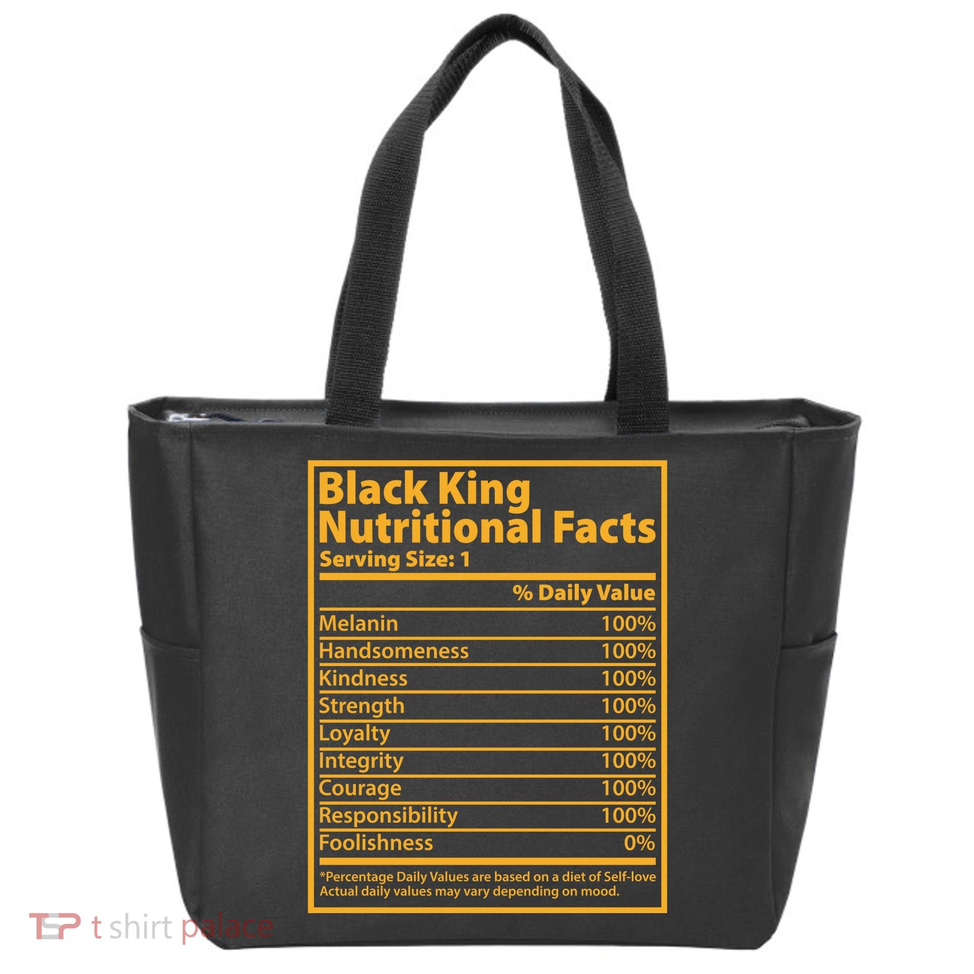 Black King Nutritional Facts Tote Bag