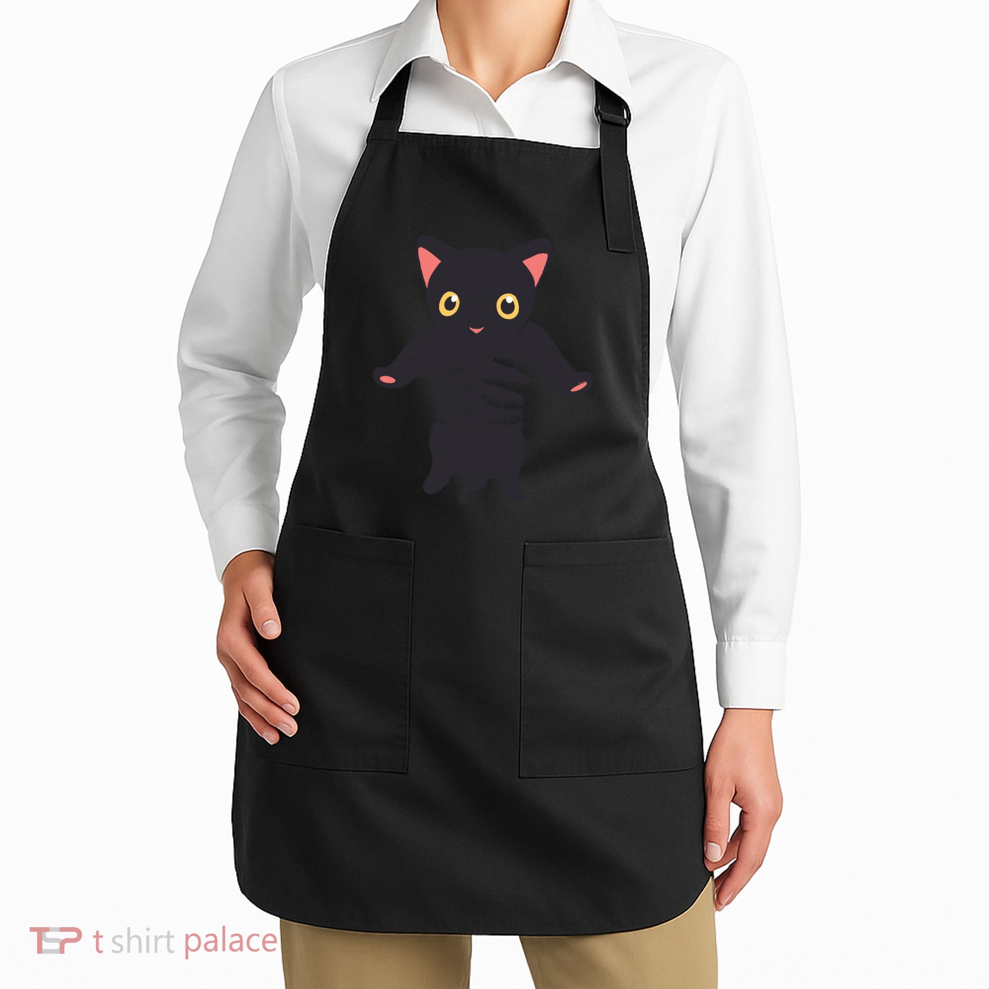 Black Kitty Being Held Apron