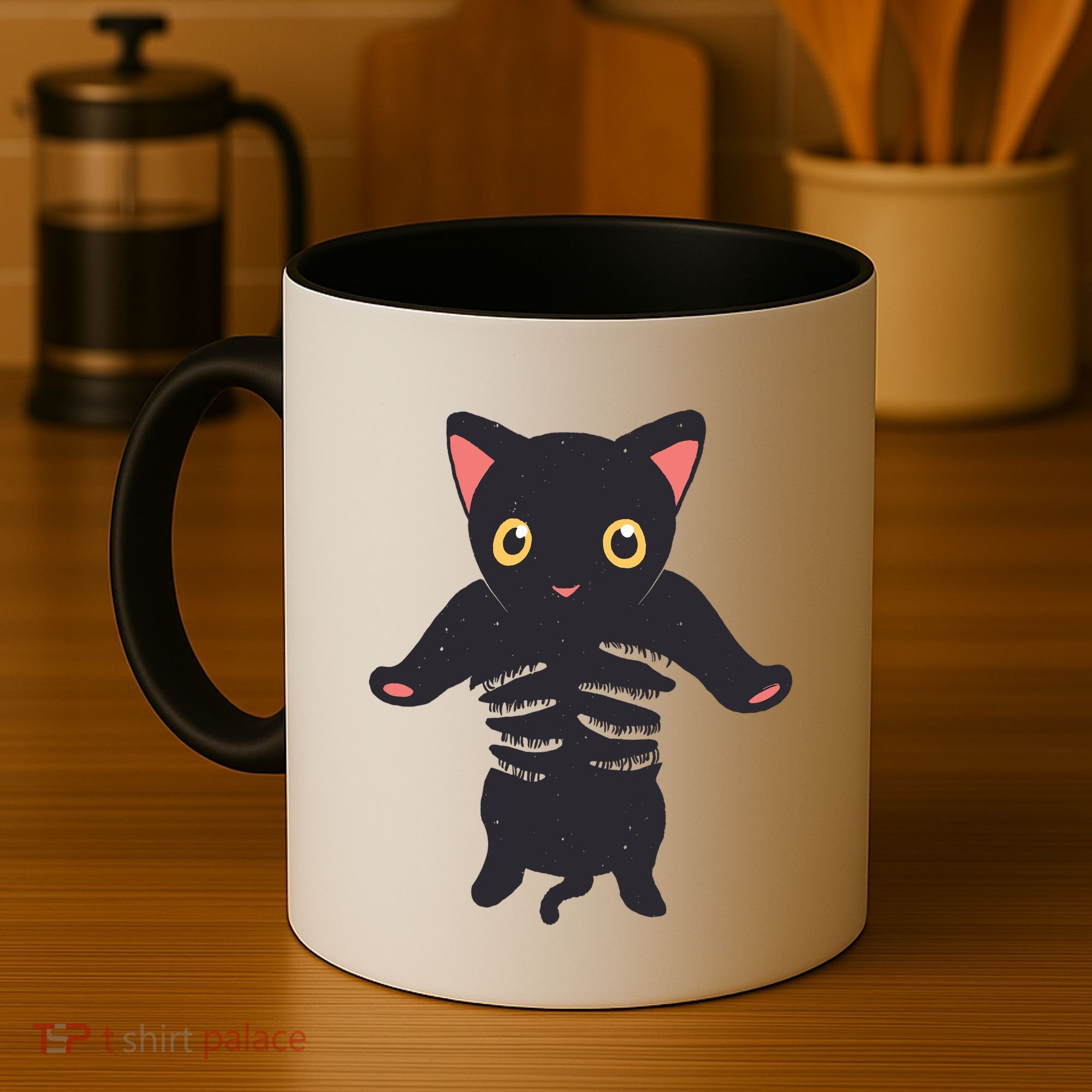 Black Kitty Being Held Coffee Mug